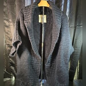 Abercrombie & Fitch Short Sleeved Cardigan With Chunky Neck Dark Blue Sz Med